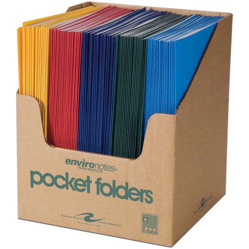 Roaring Spring Paper Products  Two Pocket Folders, 11-3/4x9-1/2", 100/CT, Assorted