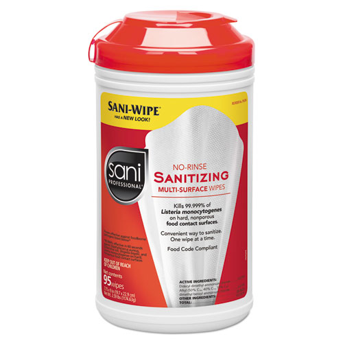 NO-RINSE SANITIZING MULTI-SURFACE WIPES, WHITE, 95/CONTAINER