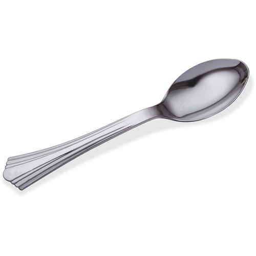 Heavyweight Plastic Spoons, Silver, 6 1/4", Reflections Design, 600/carton