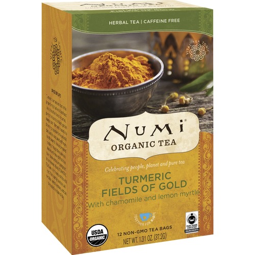 Numi Organic Tea  Organic Tea, Turmeric Fields Of Gold, 1.31 oz., 12/BX, Multi