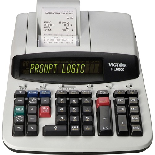 Pl8000 One-Color Prompt Logic Printing Calculator, Black Print, 8 Lines/sec