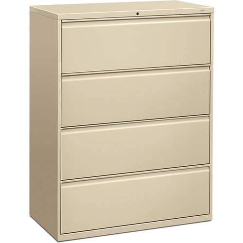 The HON Company  4-Drawer, Lateral File W/Lock, 42"x19-1/4"x53-1/4", Putty