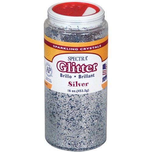 Spectra Glitter, .04 Hexagon Crystals, Silver, 16 Oz Shaker-Top Jar