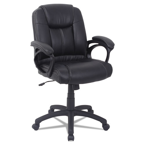 ALERA CC SERIES EXECUTIVE MID-BACK LEATHER CHAIR, SUPPORTS UP TO 275 LBS., BLACK SEAT/BLACK BACK, BLACK BASE