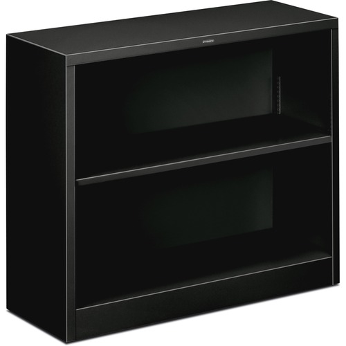 Metal Bookcase, Two-Shelf, 34-1/2w X 12-5/8d X 29h, Black