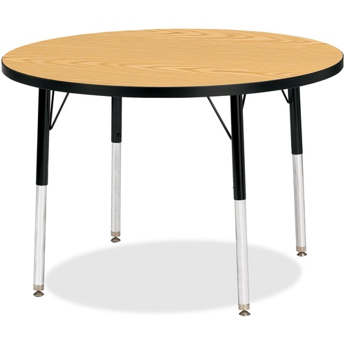 Jonti-Craft, Inc.  Activity Table, Round, 24"-31"x36", Oak/Black