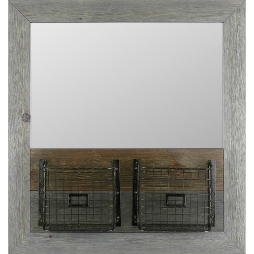Lorell  Mirror, w/ Baskets, 28-1/2"Wx4"Lx30-1/2"H, Gray