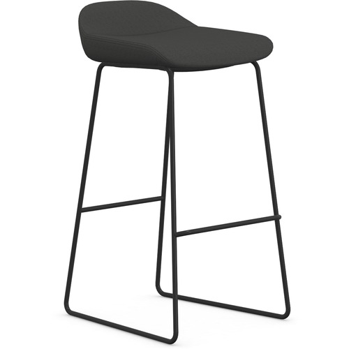 9to5 Seating  Bar Stool, Sled Base, 16"x16"x33", Gray Fabric/Black Frame