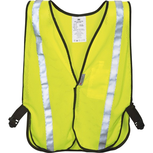 3M  Safety Vest, Reflective, Adj., Universal Fit, Yellow