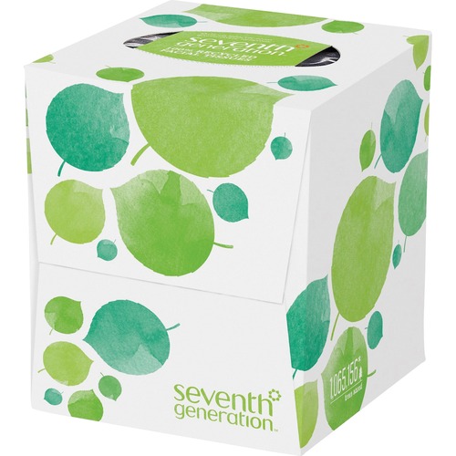 Seventh Generation  Facial Tissue, Cube Box, Recycled, 2-Ply, 85 Sht/BX, White