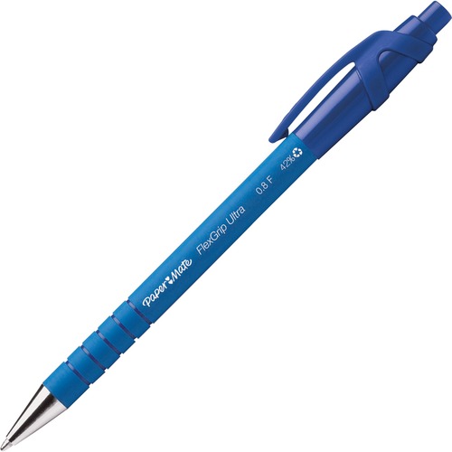 FLEXGRIP ULTRA RETRACTABLE BALLPOINT PEN, 0.8MM, BLUE INK, BLACK/BLUE BARREL, DOZEN