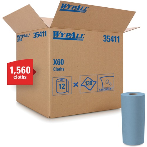 X60 CLOTHS, SMALL ROLL, 9.8 X 13.4, BLUE, 130/ROLL, 12 ROLLS/CARTON