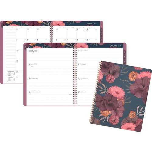 DARK ROMANCE WEEKLY/MONTHLY PLANNER, 11 X 8.5, FLORAL, 2021-2022