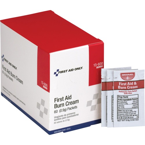 First Aid Only, Inc  First Aid Burn Ointment, Singe Use Packets, 60/BX, Red/White