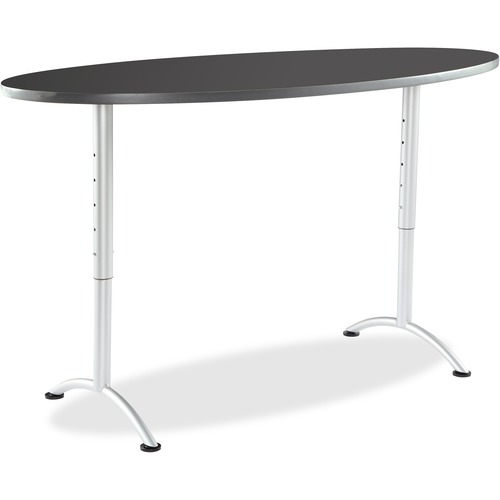 Iceberg  Oval Sit-to-Stand Table, 42"x36"x72", 3 Height Set, Graphite