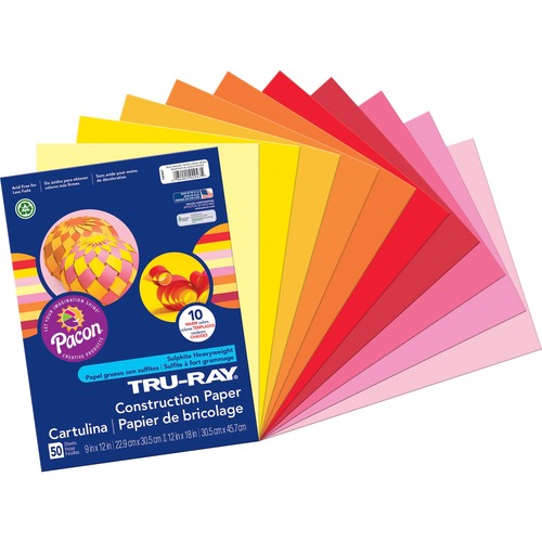 Pacon  Construction Paper, 76lb., 9"x12", 50/PK, W