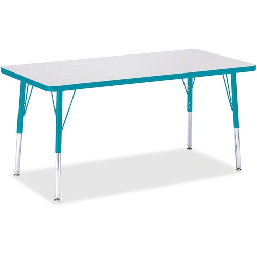 Jonti-Craft, Inc.  Kidz Activity Table, 24"x48"x15"-24", Gray/Teal