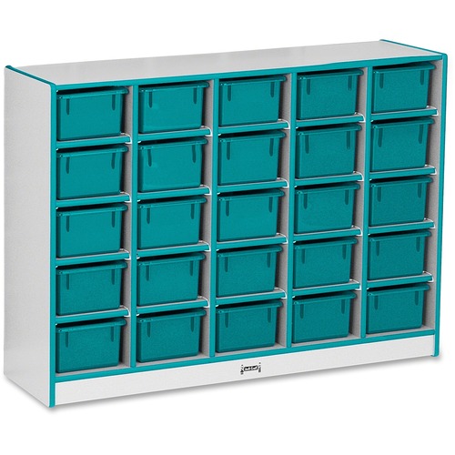 Jonti-Craft, Inc.  Mobile 25 Cubbie-Tray Unit,w/Bins,29.5"x48"x15",Teal