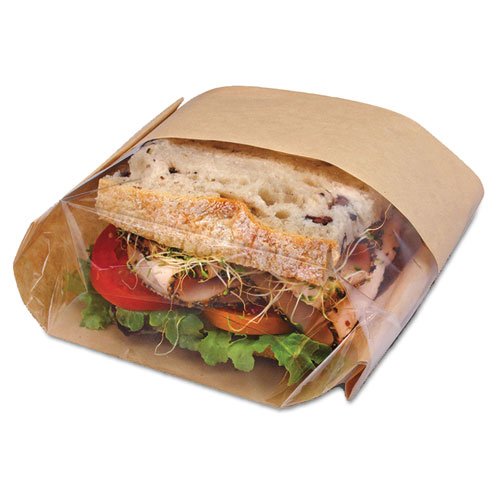 DUBL VIEW SANDWICH BAGS, 2.35 MIL, 9.5" X 2.75", NATURAL BROWN, 500/CARTON