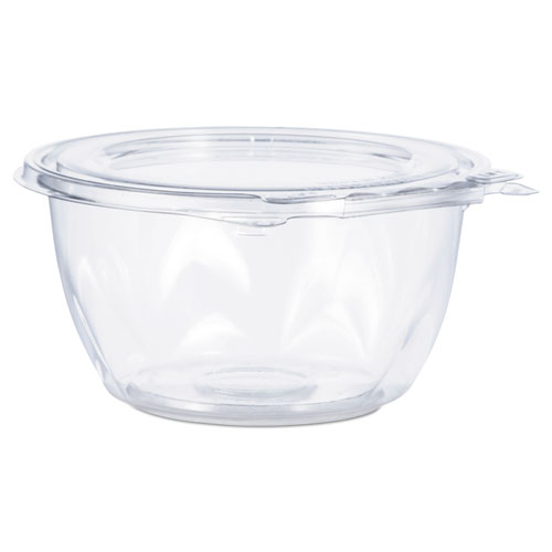 TAMPER-RESISTANT, TAMPER-EVIDENT BOWLS WITH FLAT LID, 16 OZ, 5.5" DIAMETER X 2.7"H, CLEAR, 240/CARTON