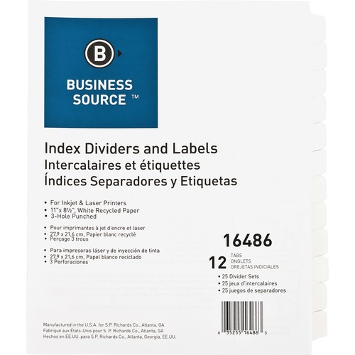 DIVIDERS,INDEX,PUNCHD,12TAB