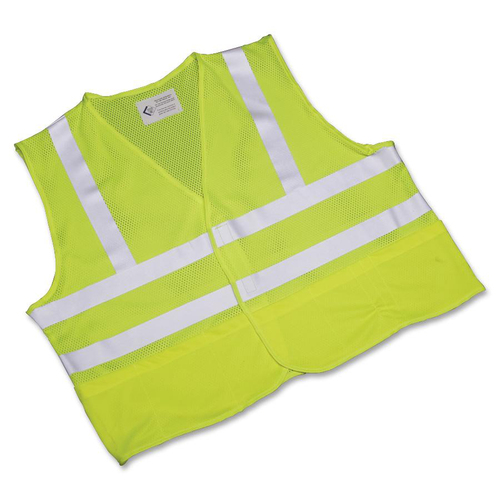 SKILCRAFT  Safety Vest, Reflective, Front Closure, Large, Lime/Silver