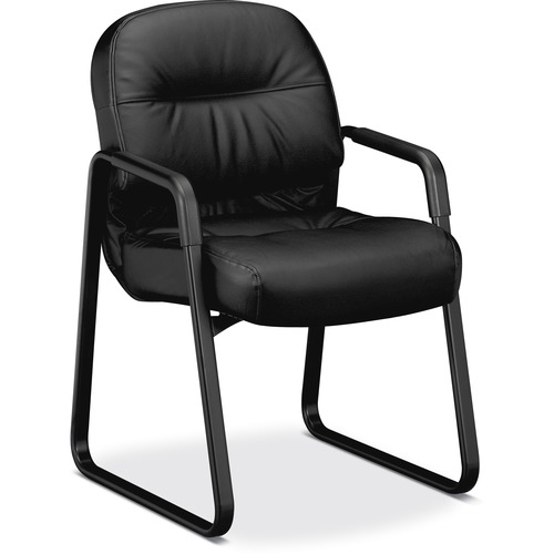 PILLOW-SOFT 2090 SERIES GUEST ARM CHAIR, 31.25" X 35.75" X 36", BLACK SEAT/BLACK BACK, BLACK BASE