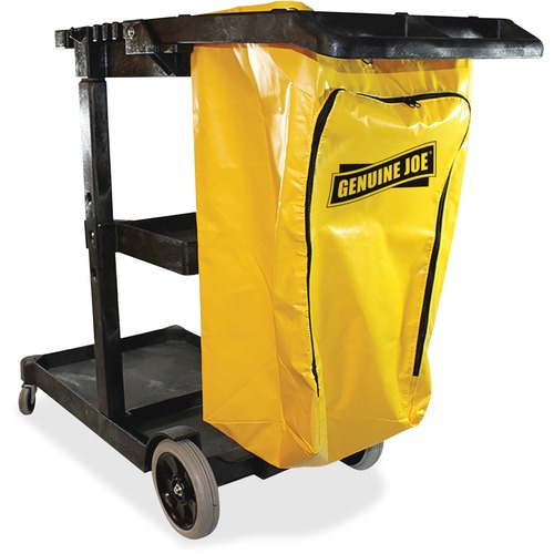 Genuine Joe  Janitors Cart, 20-1/2"Wx40"Lx38"H,Charcoal/Yellow