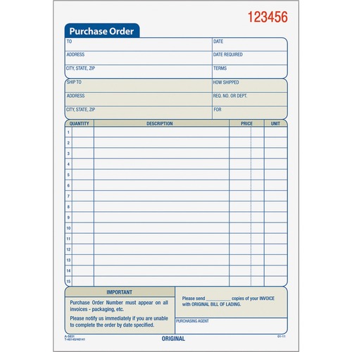 FORM,PURCHS ORDER,3PT,5.5X8