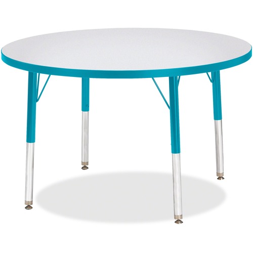 Jonti-Craft, Inc.  Round Activity Table, 36"x24"-31", Gray/Teal