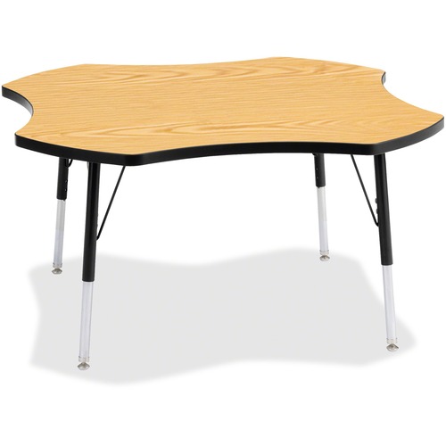 Jonti-Craft, Inc.  Activity Table, Four-Leaf, 24"-31"x48", Oak/Black