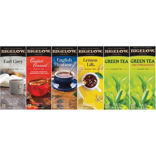 Assorted Tea Packs, Six Flavors, 28/box, 168/carton