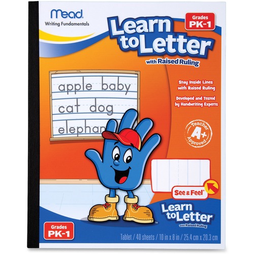 Mead  Learn To Letter, See and Feel, Raised Ruling, 40 Shts/BK,AST